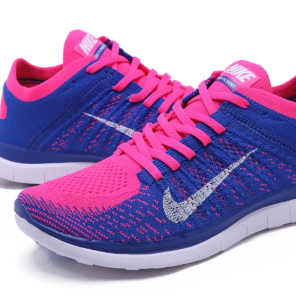Womens Nike Free 4.0 Flyknit Royal Blue Pink Shoes
